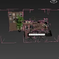 Modern Office Desk with Light Pink Chairs Computer Filing Cabinet Green Plant Flowers Huawei Logo