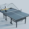 Black Table Tennis Table With Net Mobile Wheels And Ball Collector Design