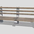 Wooden Outdoor Bench With Slatted Seat Backrest And Concrete Support Legs