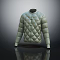 Green Quilted Jacket With Diamond Pattern Stand Collar And Long Sleeves 3d model