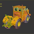 Yellow Construction Bulldozer Model With Large Wheels Front Blade And Cabin