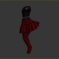 Black T Shirt With Red Plaid Skirt Red Striped Tights And Arm Sleeves