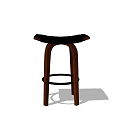 Wooden Bar Stool With Black Cushion And Simple Design For Home Kitchen Furniture