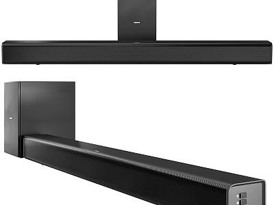 Modern Black Soundbar with Wireless Subwoofer for Home Theater Audio System 3d model