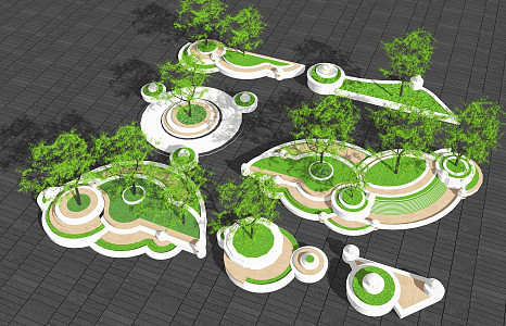 Modern Tree Pool Landscape Seat Planting Pool 3d model