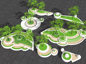 Modern Tree Pool Landscape Seat Planting Pool 3d model