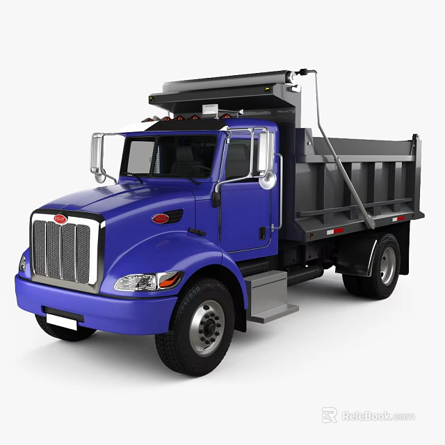 Blue Heavy Duty Dump Truck With Cab And Open Dump Bed For Construction Work 3d model 
