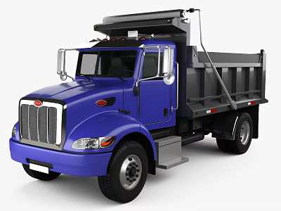 Blue Heavy Duty Dump Truck With Cab And Open Dump Bed For Construction Work 3d model