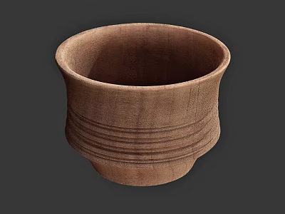Handcrafted Brown Ceramic Vessel With Natural Striped Texture And Classic Design 3d model