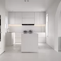 Bright All White Open Living Dining Room With Stunning Ocean View And Luxury Minimalist Furniture