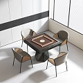 Modern Mahjong Table and Chair 3d model