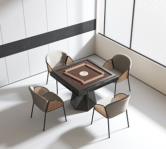 Modern Mahjong Table and Chair 3d model