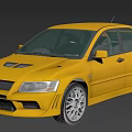 Yellow Mitsubishi Sports Car With Aerodynamic Body Alloy Wheels And Front Grille