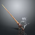Decorative Golden Sword With Intricate Handle And Smoke Effect On Dark Background