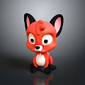 Adorable Cartoon Fox Character Red Body Black Ears White Belly