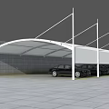 White Canopy Covered Outdoor Car Parking Area With Modern Curved Design