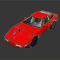 Red Sports Car With Two Door Design Black Roof Sleek Body And Black Wheels