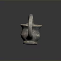 Traditional Ceramic Sculpture With Double Loop Handles And Weathered Blue Gray Vessel Texture 3d model