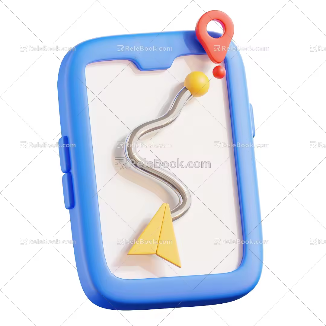 Modern mobile phone mobile phone map cartoon mobile phone animation mobile phone 3d model