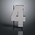 Decorative Number 4 LED Light with Round Bulbs on Stand for Home Decor