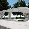 Linear landscape gallery landscape bench 3d model