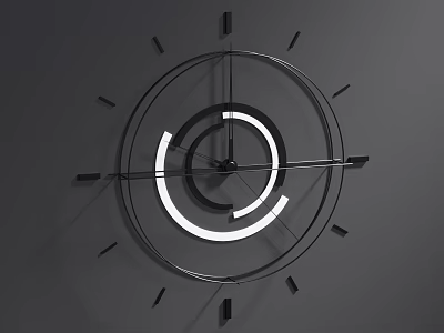 Modern Minimalist Metal Wall Clock With Black And White Circular Rings And Geometric Design 3d model