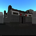 Ancient Chinese Architecture with Curved Eaves Gray Brick Walls Red Lanterns and Door Decorations