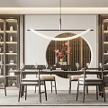 New Chinese Dining Table and Chair Combination Dining Table and Chair 3d model