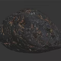 Natural Irregular Stone With Dark Surface And Copper Spots On Reflective Background