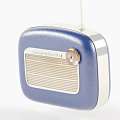 Vintage Blue Entertainment Radio Appliance Featuring Mesh Grille Silver Trim And Knob
