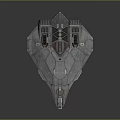 Detailed Sci-Fi Spaceship 3D Model With Armored Hull And Module Structure