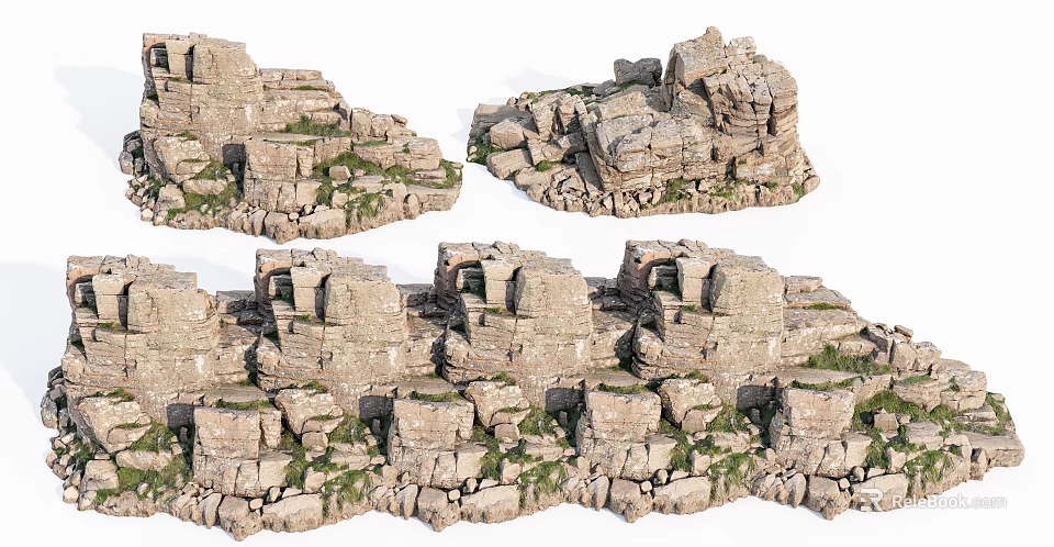 Natural Stone and Wood Structure with Rustic Design Elements and Textures 3d model 