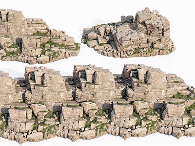 Natural Stone and Wood Structure with Rustic Design Elements and Textures 3d model