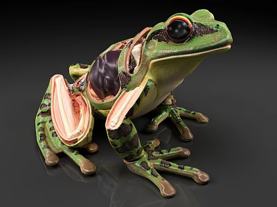 Anatomical Model Of Green Frog Showing Internal Structures 3d model