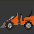 Orange Compact Utility Loader with Front Bucket Black Seat and Handlebars 3d model
