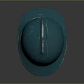 Vintage Soldier Helmet In Blue With Worn Surface And Brown Strap