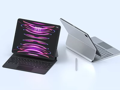 Foldable 2 in 1 Laptop Tablet with Keyboard Stylus Pen and Colorful Screen 3d model