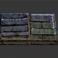 Stacked Natural Stone Blocks With Various Colors On Wooden Pallet For Decorative Use