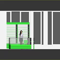 Modern Office Reception Desk With Green Counter And Glass Partitions