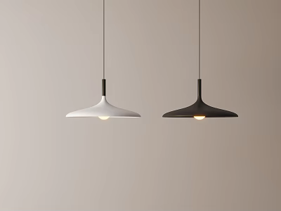 Minimalist Modern Pendant Lights With White And Black Conical Design For Home Interior 3d model