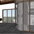 Modern Hotel Guest Room Interior With Wooden Ceiling Sofa Coffee Table And Marble Wall