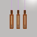 Three Modern Pendant Lights With Black Cords And Long Light Colored Translucent Shades 3d model