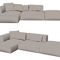 Beige Fabric L Shaped Sectional Sofa With Multiple Soft Cushions And Comfortable Design 3d model