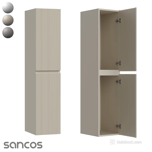 Modern Bathroom Vanity With Vertical Grooves And Storage Compartments 3d model 