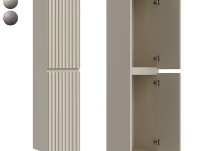 Modern Bathroom Vanity With Vertical Grooves And Storage Compartments 3d model