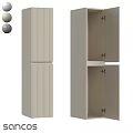 Modern Bathroom Vanity With Vertical Grooves And Storage Compartments