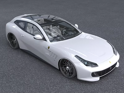 White Ferrari Sports Car With Transparent Roof Sleek Design And Black Alloy Wheels 3d model