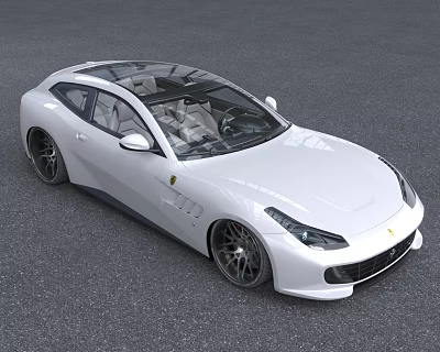 White Ferrari Sports Car With Transparent Roof Sleek Design And Black Alloy Wheels 3d model