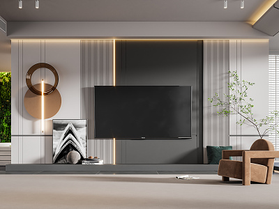 Modern TV background wall TV background 3d model