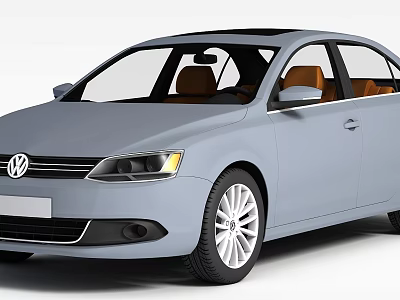 Light Blue Volkswagen Four Door Sedan With Brown Interior Front View 3d model Light Blue Volkswagen Four Door Sedan With Brown Interior Front View 3d model